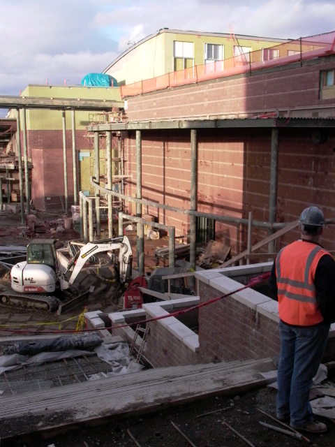 Entry- looking down new stairs toward new buildings