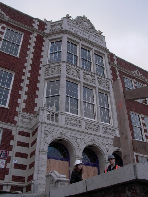 Entry- with cleaned, restored terra cotta and brick