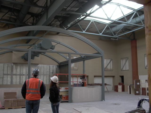 LRC- Learning Resource Center- metal arch enclosed area = computers